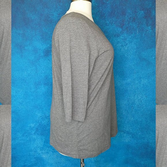 Woman Within Gray Three Quarter Sleeve Tee 22/24 - Picture 6 of 8